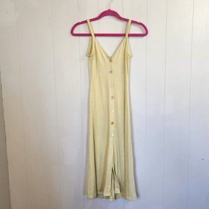 Aritzia Wilfred Yellow Knit Button Front Dress Sleeveless Midi Summer Sheath